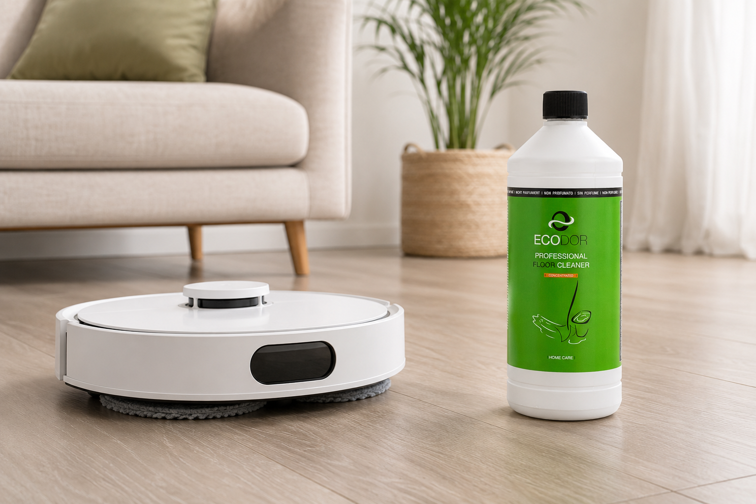 Nettoyant pour sols pour robot laveur et aspirateur robot - EcoFloor Daily Formula sur sol en PVC